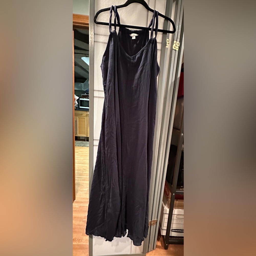 Garnet Hill Blue Maxi A-Line Dress - Cotton Gauze